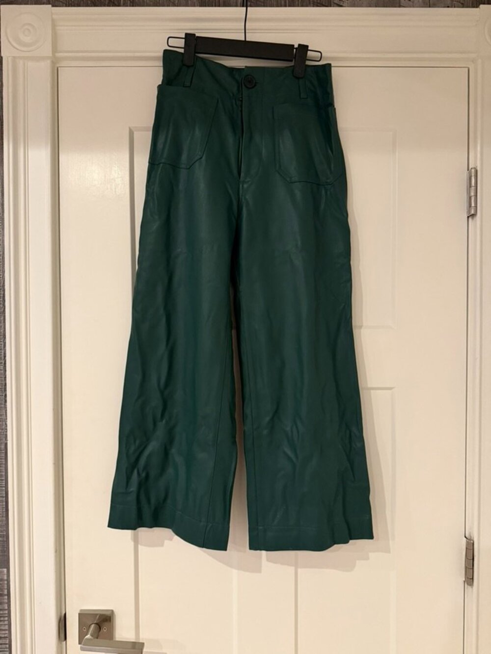 Maeve The Colette Green Vegan Leather Wide-Leg Pants - size 27